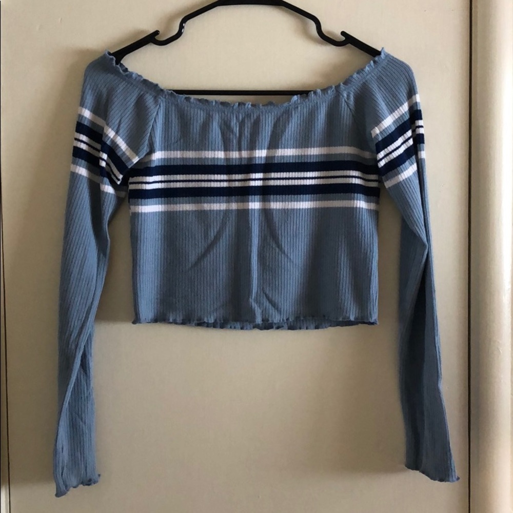 Off the shoulder, long-sleeve, crop top $15